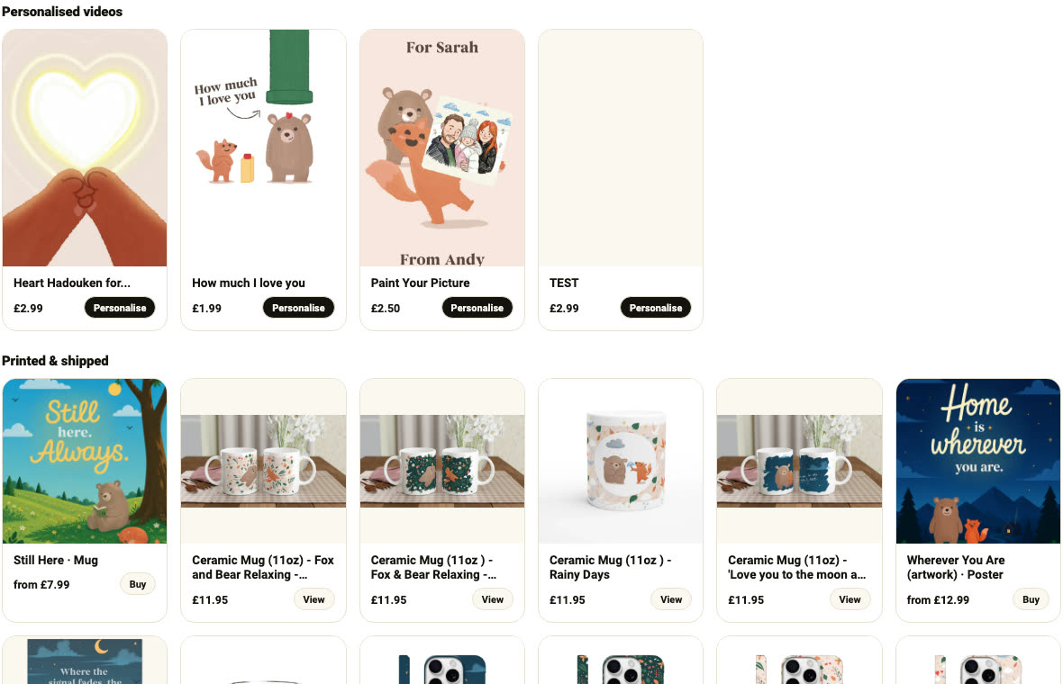 Harutane products embedded on a creator's own website